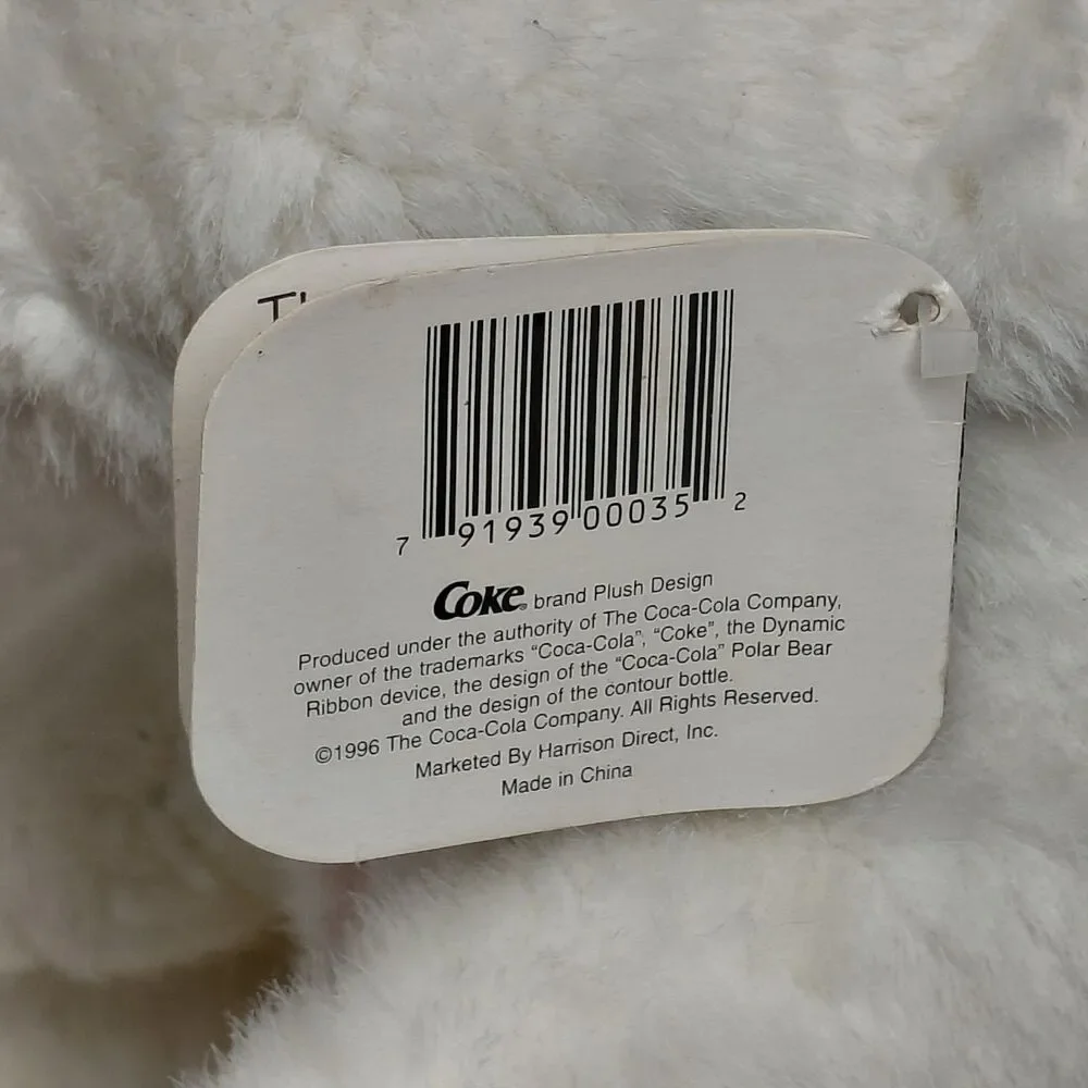 Vintage 1993 Coca-Cola Christmas Polar Bear Plush 7